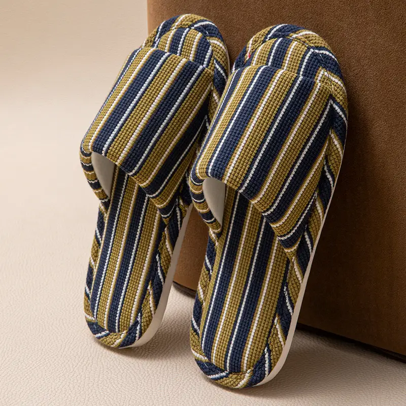 New Japanese Linen Chanel Style Slippers for Couple Spring and Autumn Indoor Mute Anti-slip Japanese Cotton and Linen Slippers for Women Spring and Summer - Image 22
