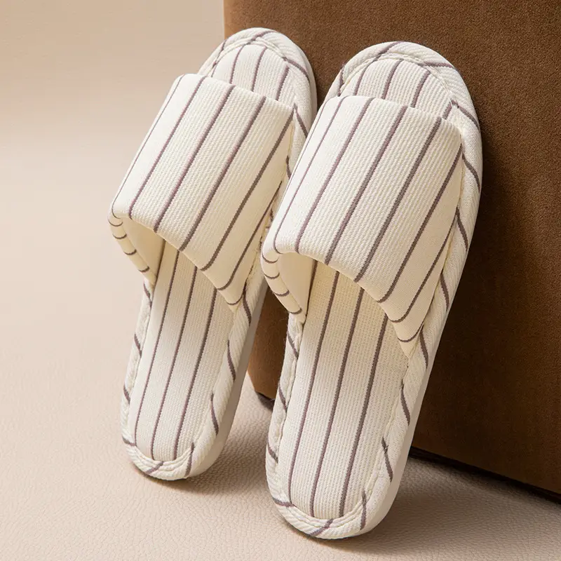 New Japanese Linen Chanel Style Slippers for Couple Spring and Autumn Indoor Mute Anti-slip Japanese Cotton and Linen Slippers for Women Spring and Summer - Image 23