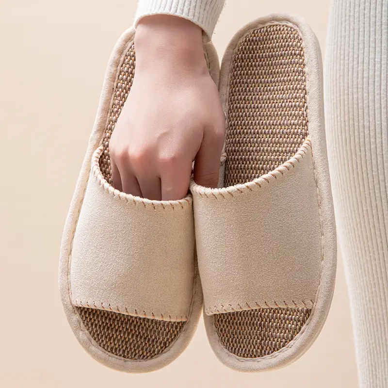 New Japanese Linen Chanel Style Slippers for Couple Spring and Autumn Indoor Mute Anti-slip Japanese Cotton and Linen Slippers for Women Spring and Summer - Image 26
