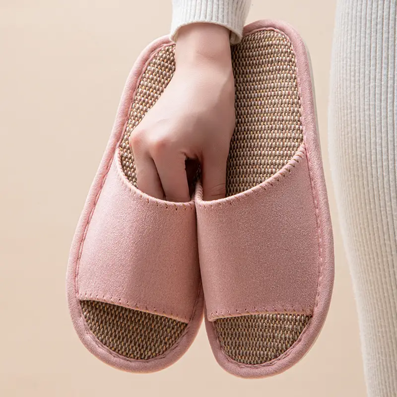 New Japanese Linen Chanel Style Slippers for Couple Spring and Autumn Indoor Mute Anti-slip Japanese Cotton and Linen Slippers for Women Spring and Summer - Image 27