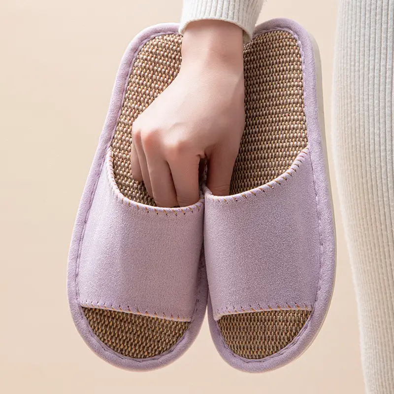 New Japanese Linen Chanel Style Slippers for Couple Spring and Autumn Indoor Mute Anti-slip Japanese Cotton and Linen Slippers for Women Spring and Summer - Image 28