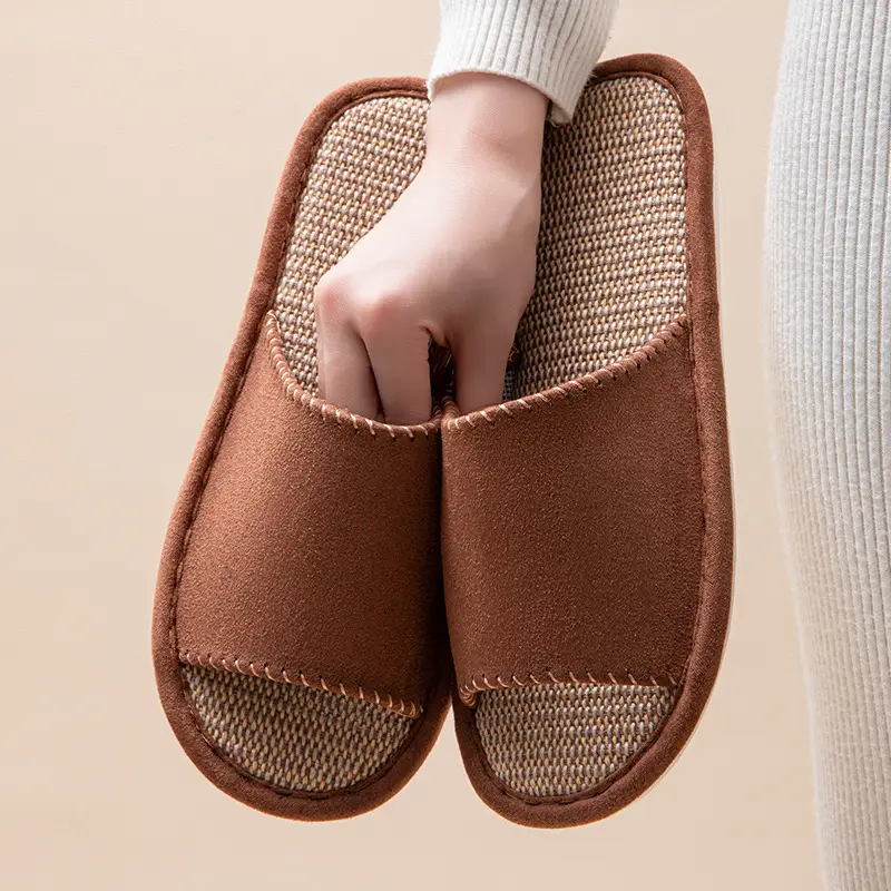 New Japanese Linen Chanel Style Slippers for Couple Spring and Autumn Indoor Mute Anti-slip Japanese Cotton and Linen Slippers for Women Spring and Summer - Image 31