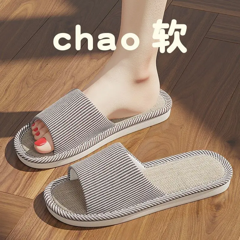 New Japanese Linen Chanel Style Slippers for Couple Spring and Autumn Indoor Mute Anti-slip Japanese Cotton and Linen Slippers for Women Spring and Summer - Image 34