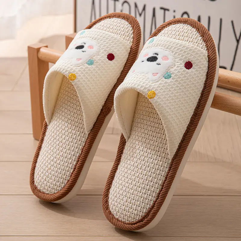 New Japanese Linen Chanel Style Slippers for Couple Spring and Autumn Indoor Mute Anti-slip Japanese Cotton and Linen Slippers for Women Spring and Summer - Image 36