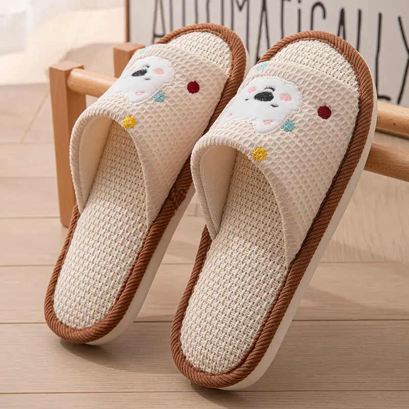 New Japanese Linen Chanel Style Slippers for Couple Spring and Autumn Indoor Mute Anti-slip Japanese Cotton and Linen Slippers for Women Spring and Summer - Image 37