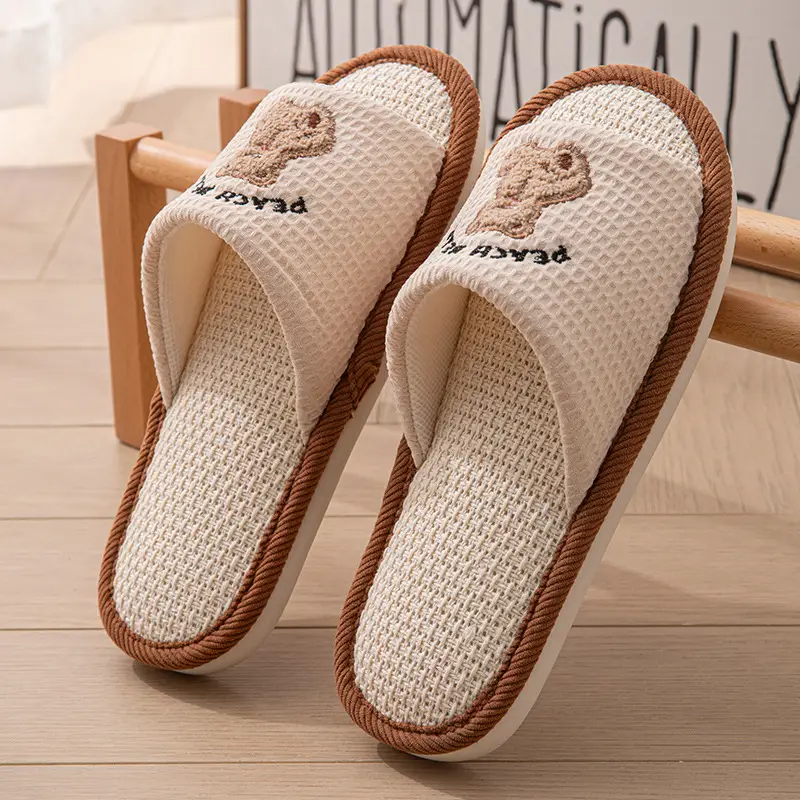 New Japanese Linen Chanel Style Slippers for Couple Spring and Autumn Indoor Mute Anti-slip Japanese Cotton and Linen Slippers for Women Spring and Summer - Image 39
