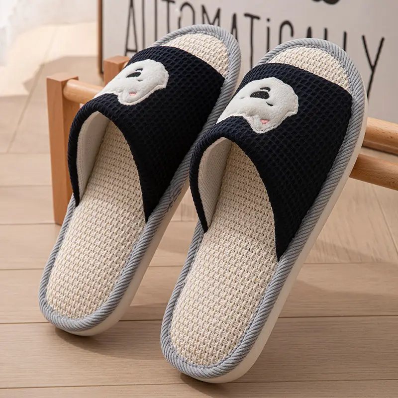 New Japanese Linen Chanel Style Slippers for Couple Spring and Autumn Indoor Mute Anti-slip Japanese Cotton and Linen Slippers for Women Spring and Summer - Image 41