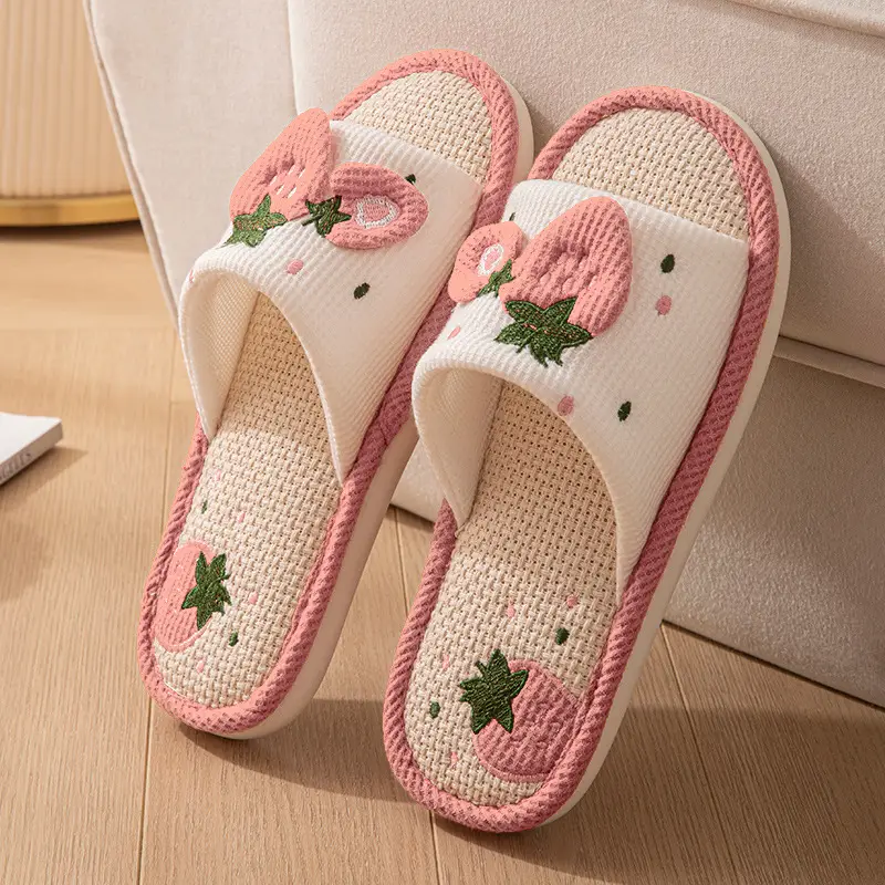 New Japanese Linen Chanel Style Slippers for Couple Spring and Autumn Indoor Mute Anti-slip Japanese Cotton and Linen Slippers for Women Spring and Summer - Image 43