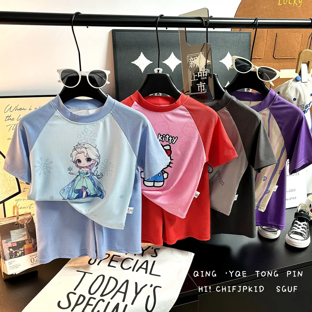 Boys Cartoon T-Shirt Grey Light Blue Short Sleeve — feature 3