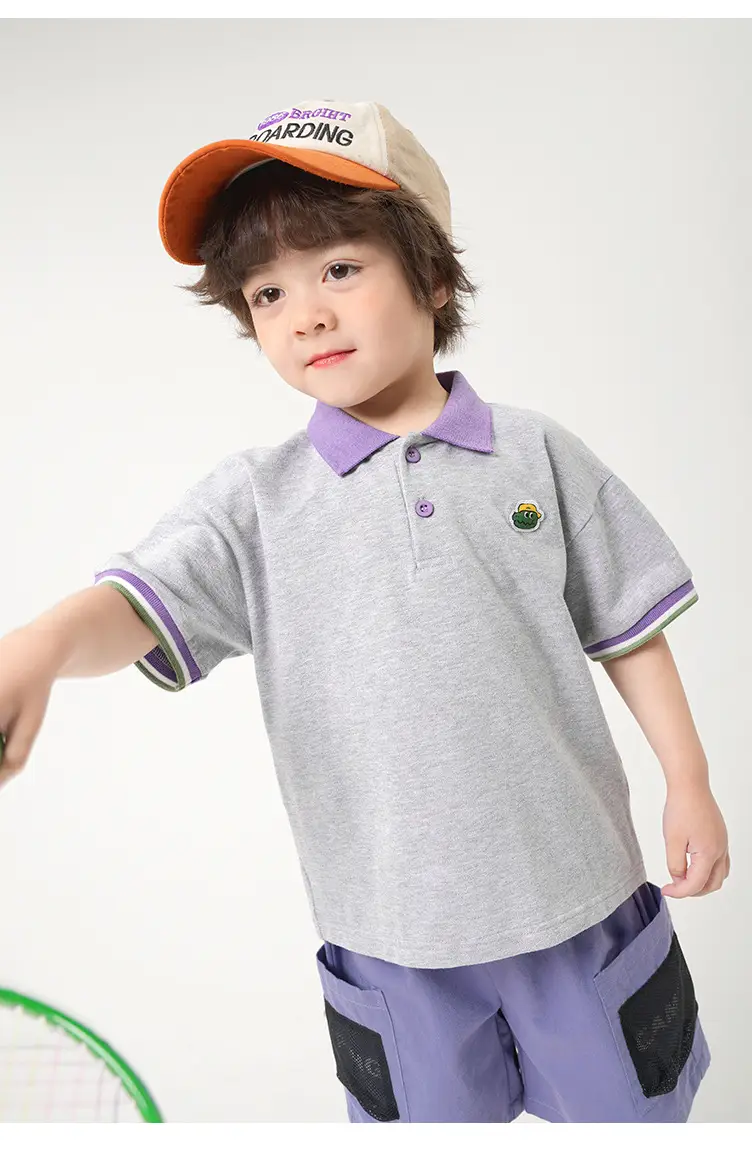 Right European Boys Grey Polo Shirt Short Sleeve Summer β feature 15