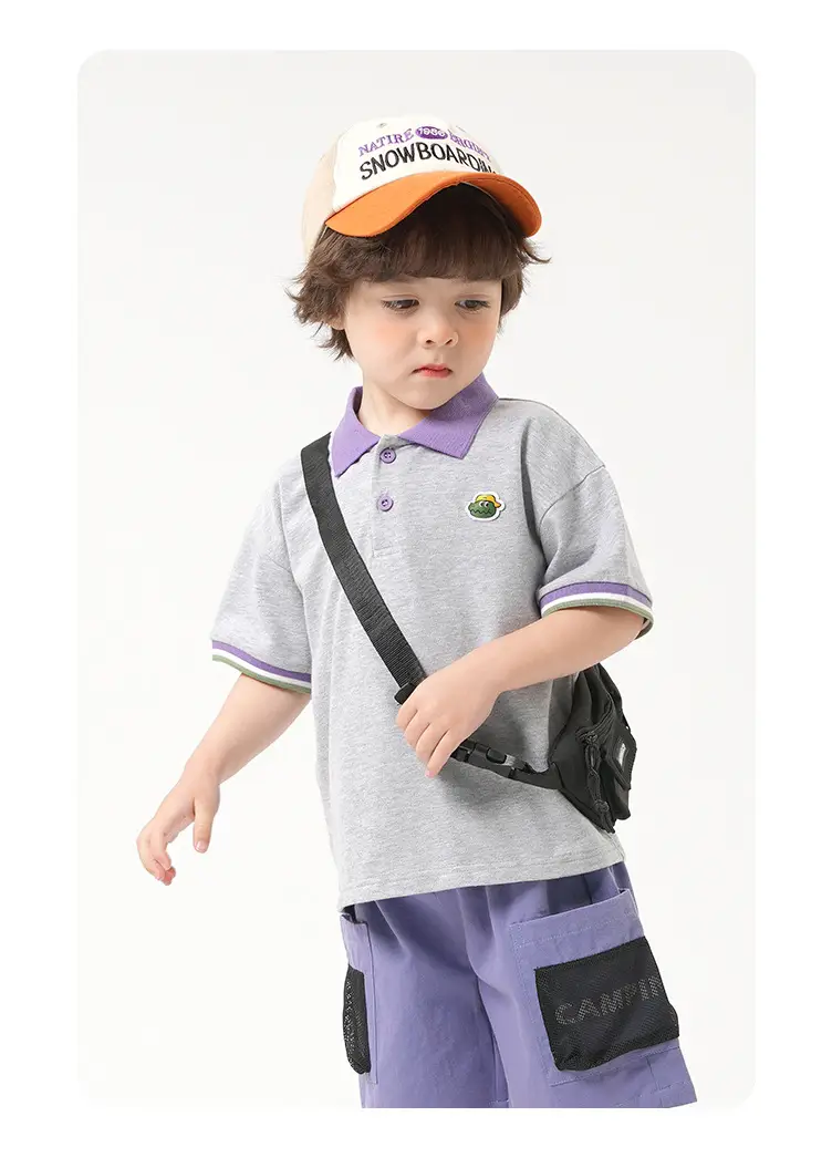 Right European Boys Grey Polo Shirt Short Sleeve Summer β feature 16