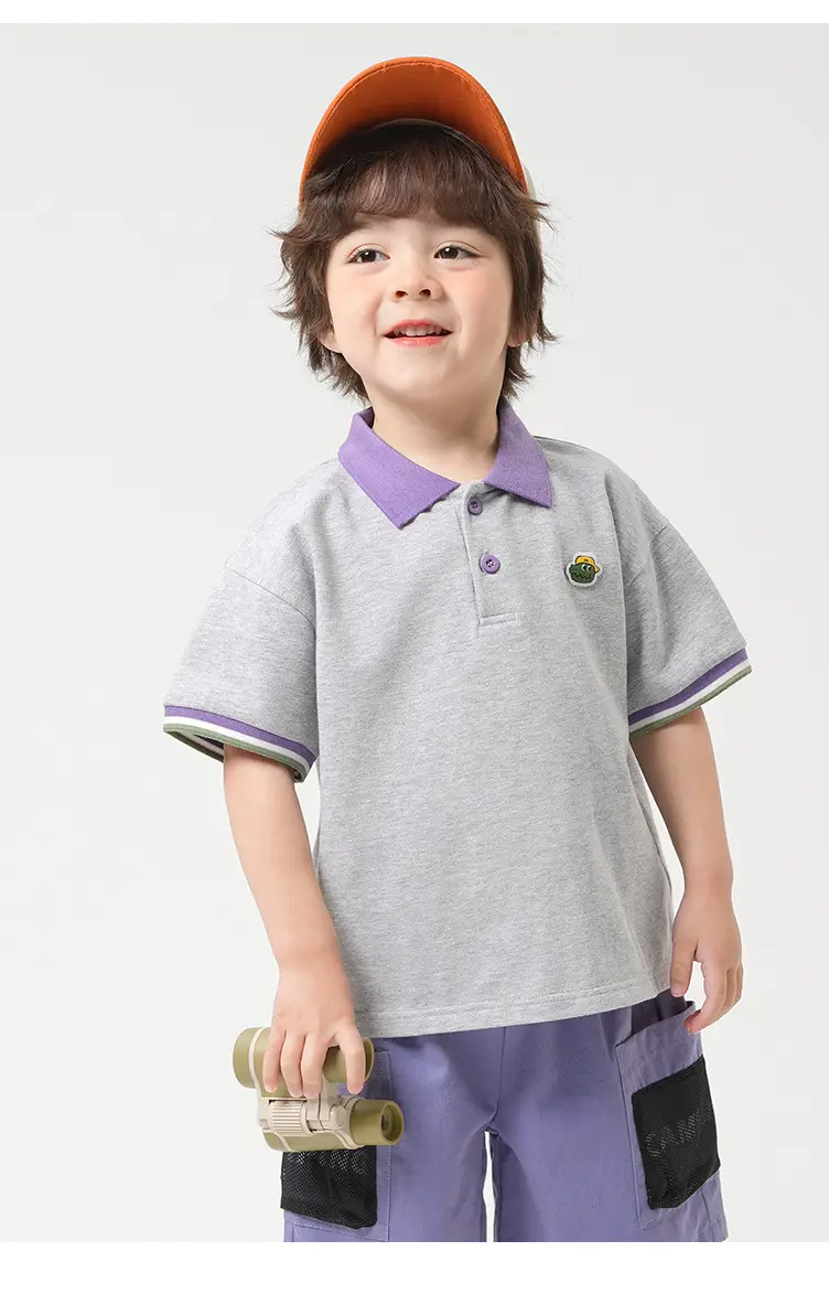 Right European Boys Grey Polo Shirt Short Sleeve Summer β feature 17