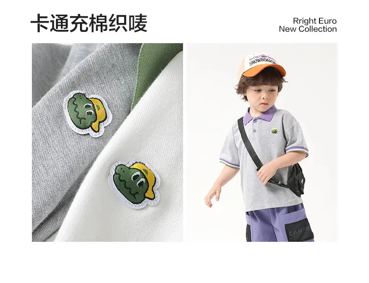 Right European Boys Grey Polo Shirt Short Sleeve Summer β feature 5