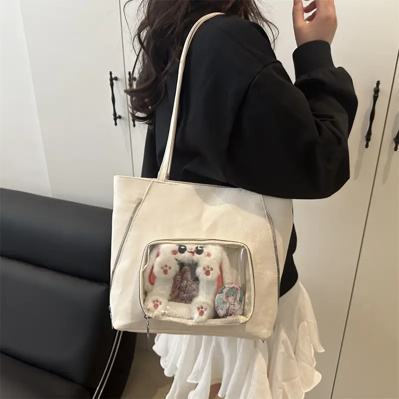 Pink Clear Window Shoulder Bag for Women - Image 7