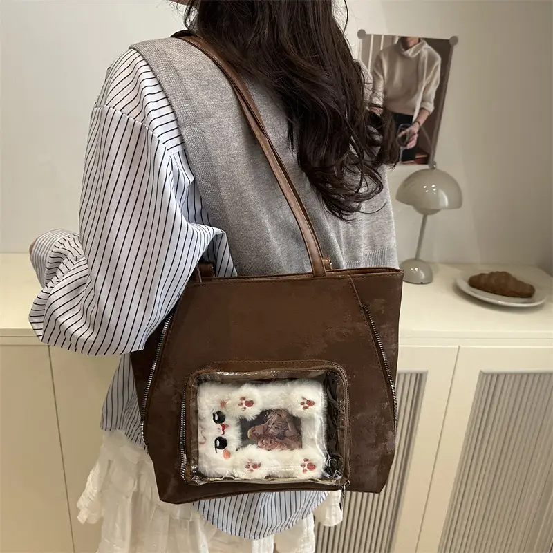 Pink Clear Window Shoulder Bag for Women - Image 8