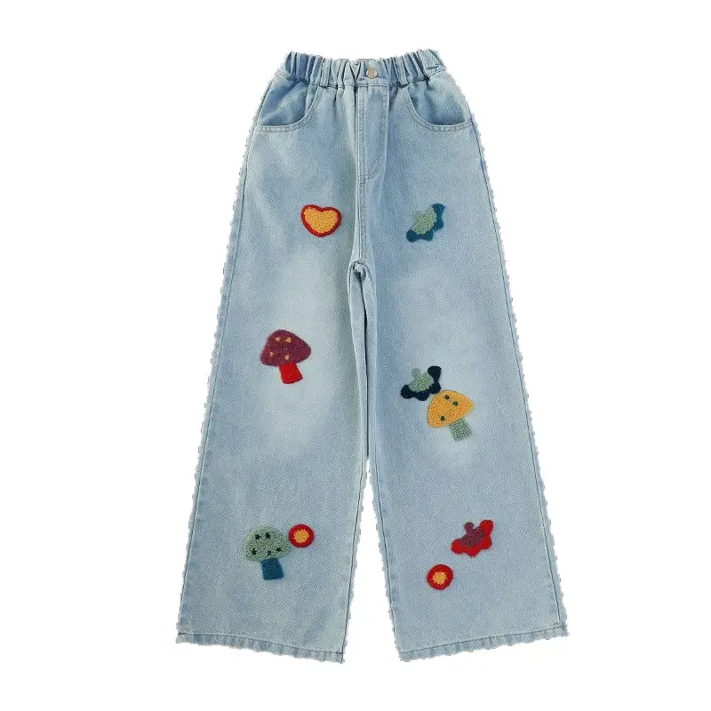 Girls Wide Leg Embroidered Jeans Spring 2025 - Image 6