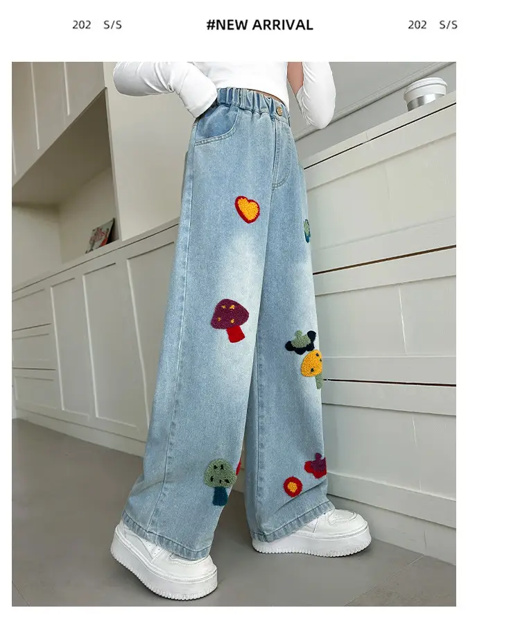Girls Wide Leg Embroidered Jeans Spring 2025 — feature 10