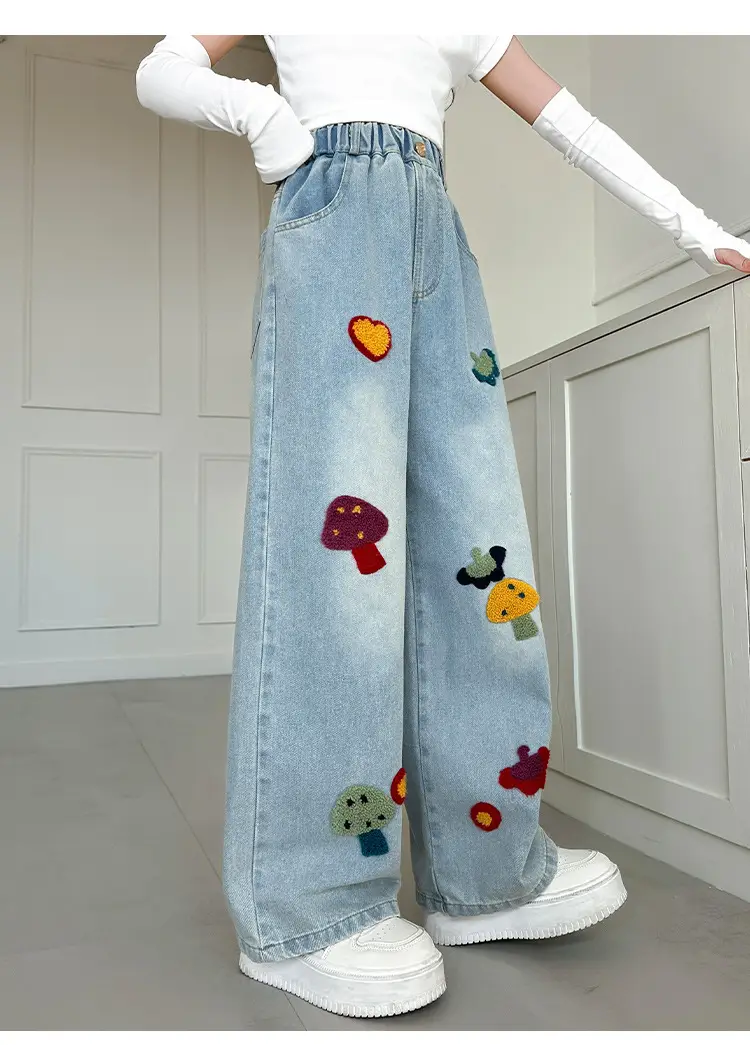 Girls Wide Leg Embroidered Jeans Spring 2025 — feature 12
