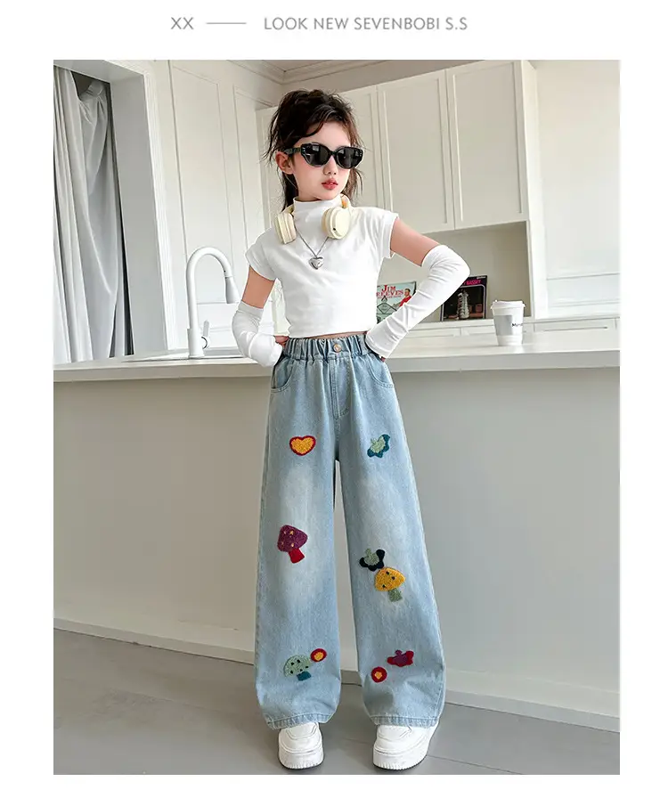 Girls Wide Leg Embroidered Jeans Spring 2025 — feature 13