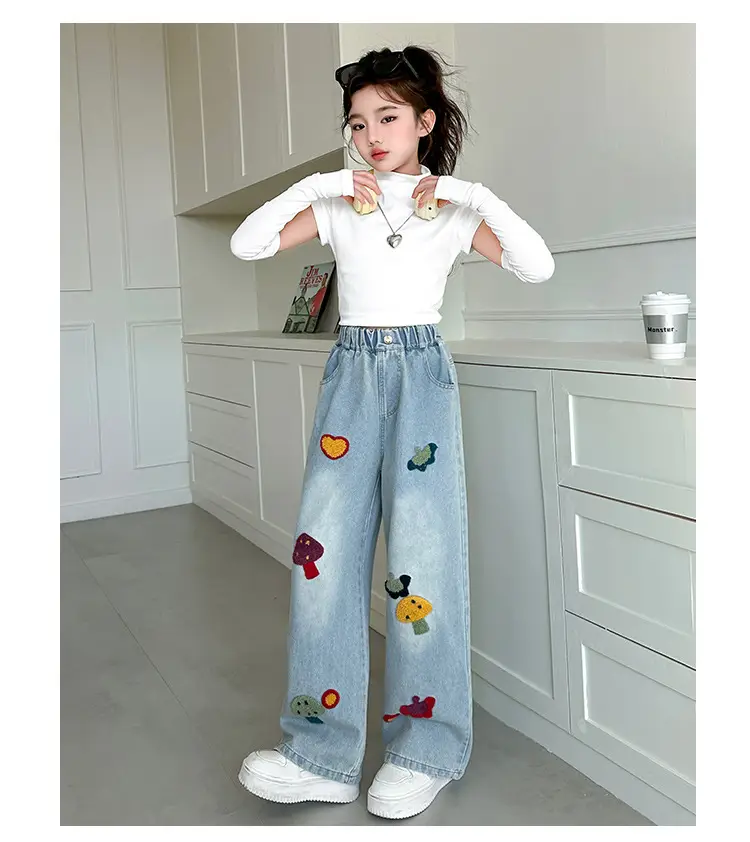Girls Wide Leg Embroidered Jeans Spring 2025 — feature 14