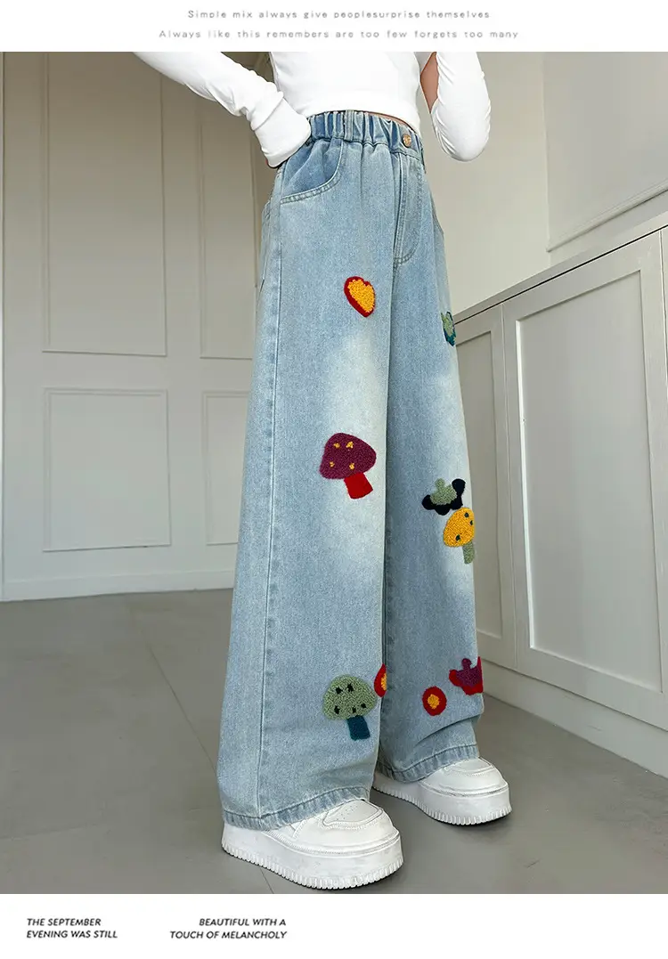 Girls Wide Leg Embroidered Jeans Spring 2025 — feature 15
