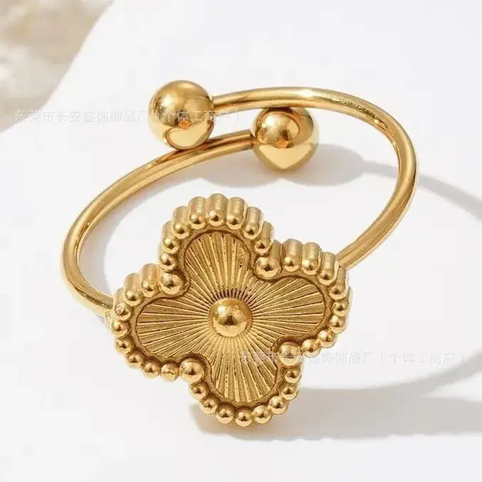 Laser Gold Four Leaf Clover Clavicle Bracelet for Women — feature 25