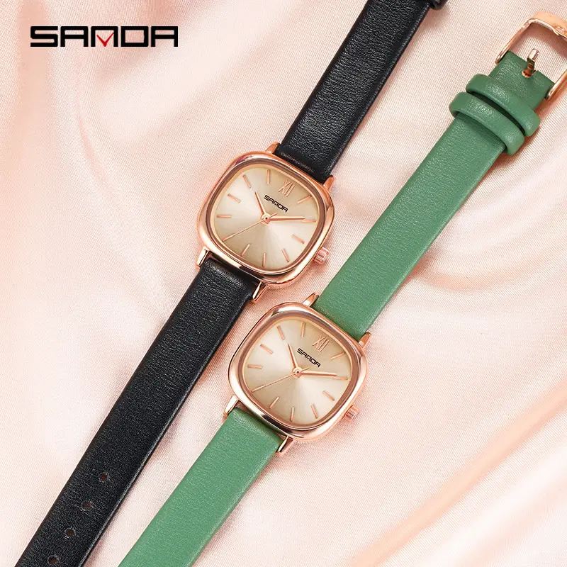 Women's Rose Gold Square Watch with Mesh Band