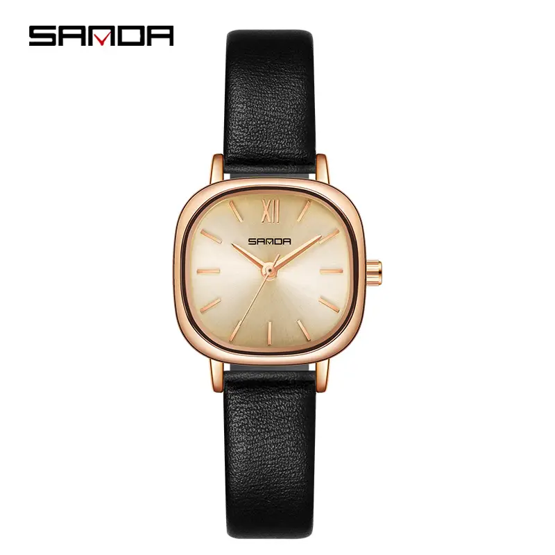 Women's Rose Gold Square Watch with Mesh Band