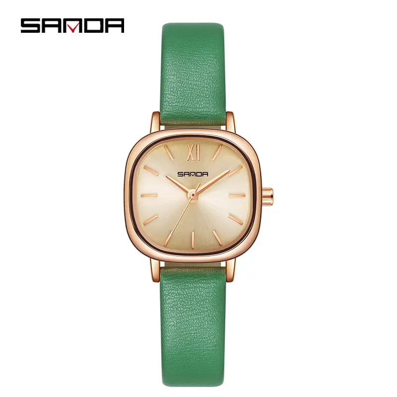Women's Rose Gold Square Watch with Mesh Band