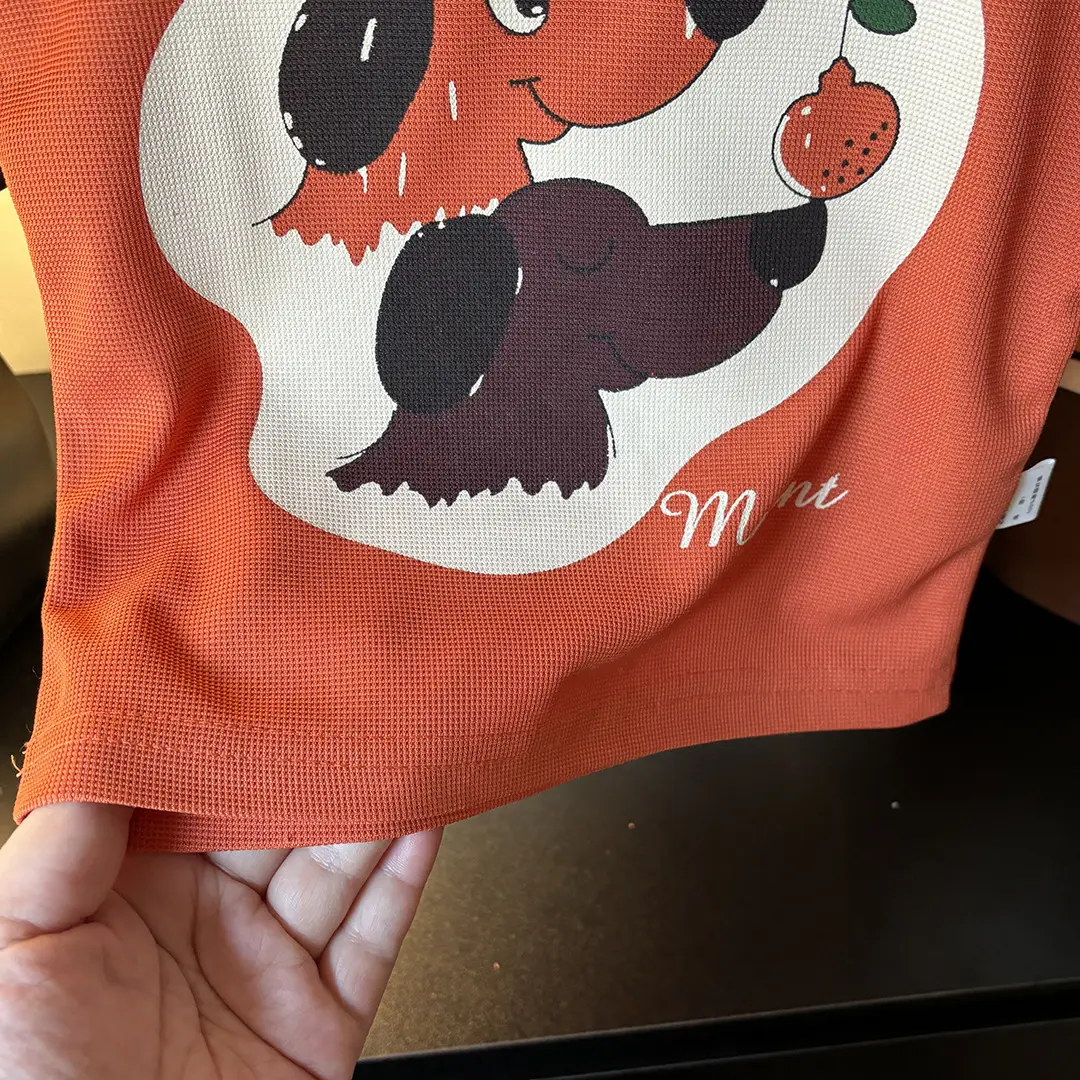 Children Printed T-Shirt Shorts Set Orange White Cartoon Dog Baby Girl — feature 11