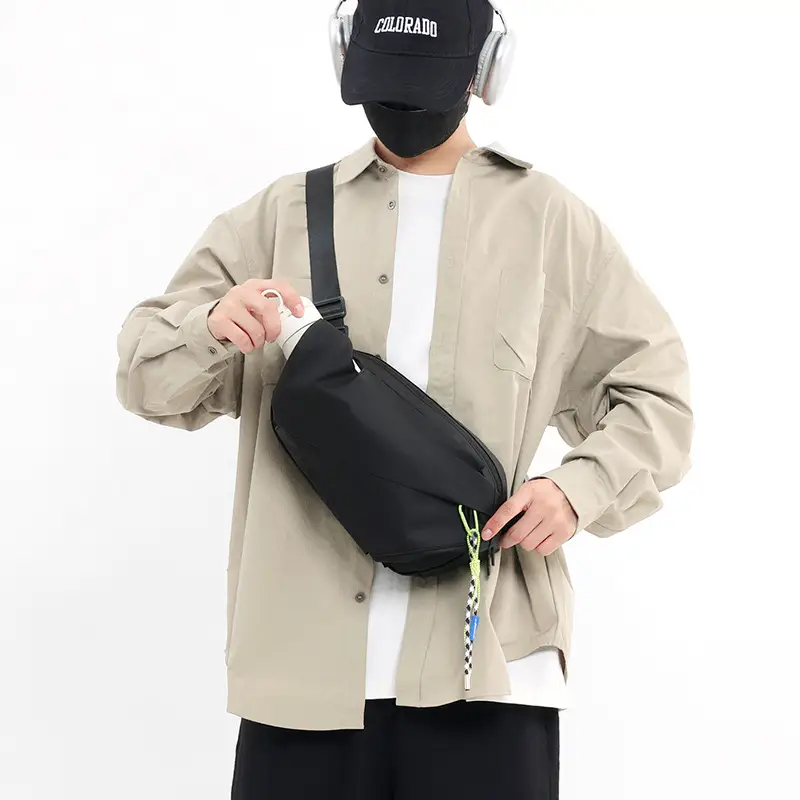 Men's Japanese Style Crossbody Bag Black Casual Sports