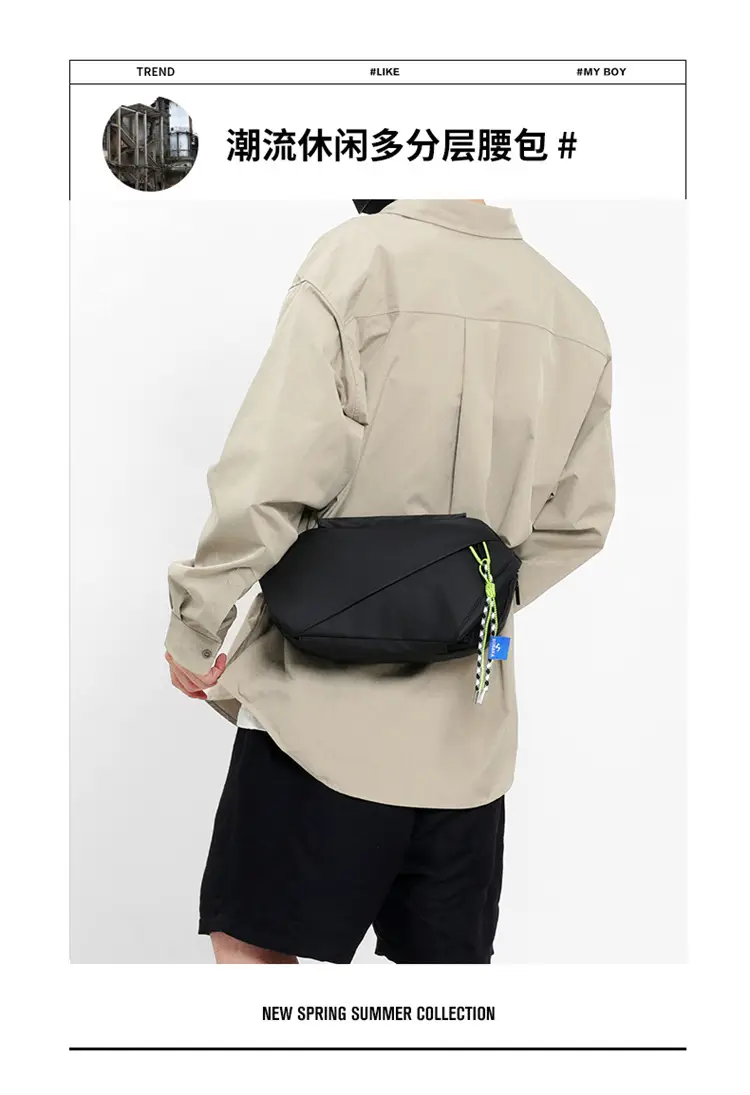 Men's Japanese Style Crossbody Bag Black Casual Sports — feature 2
