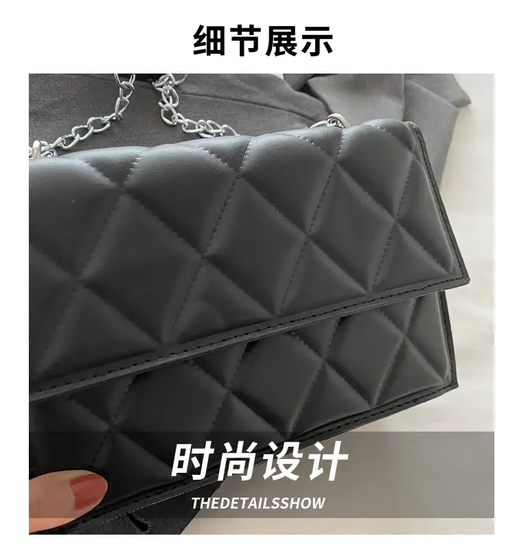 Black Rhombic Chain Crossbody Bag for Women — feature 10