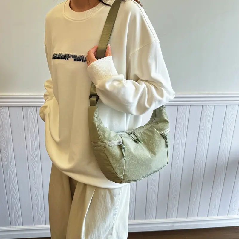 Women's Beige Crossbody Shoulder Bag with Zip Closure - Image 5