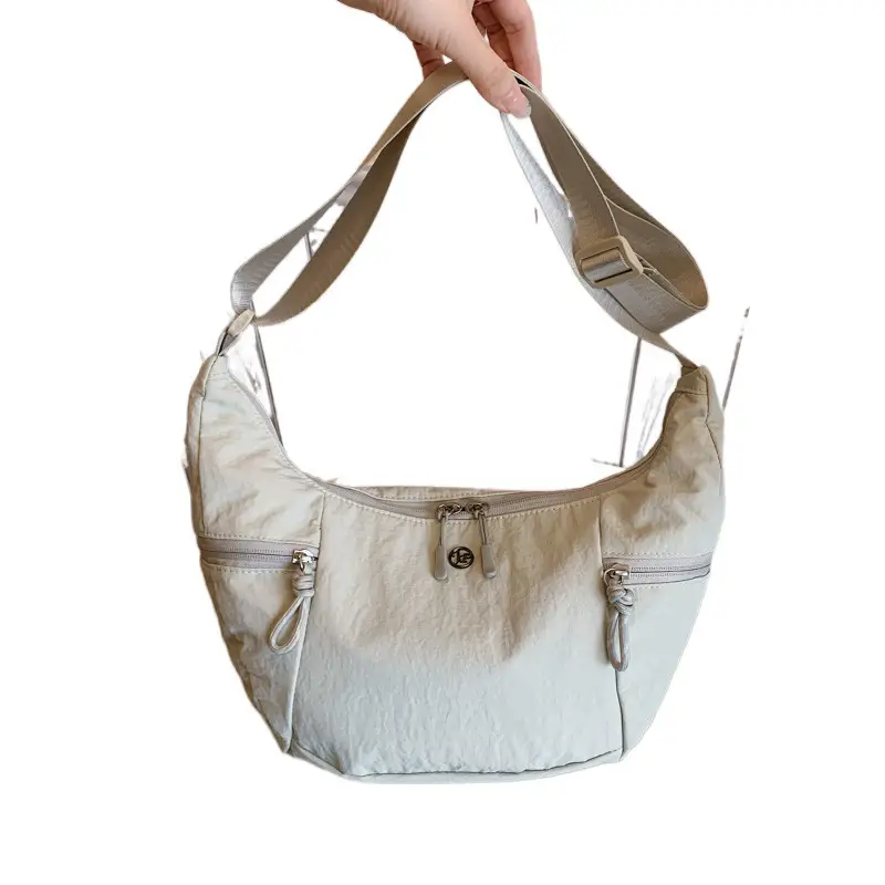 Women's Beige Crossbody Shoulder Bag with Zip Closure - Image 7