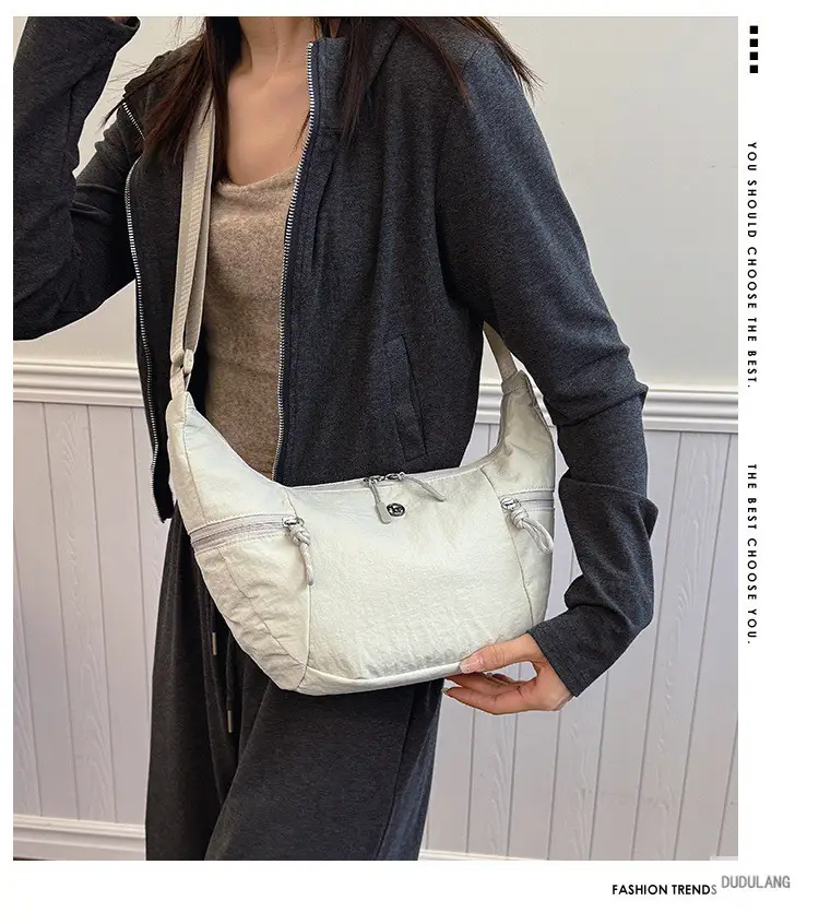 Women's Beige Crossbody Shoulder Bag with Zip Closure — feature 1