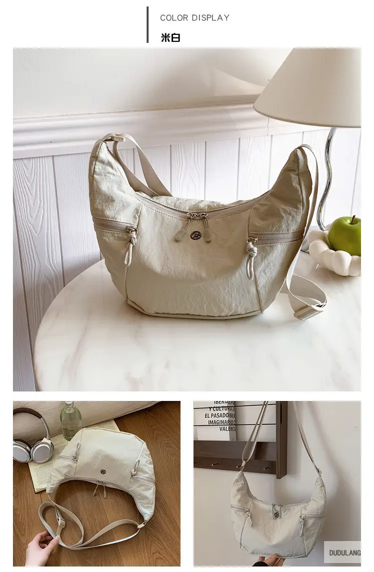 Women's Beige Crossbody Shoulder Bag with Zip Closure — feature 10