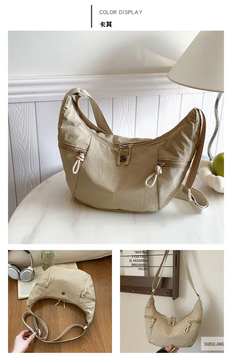 Women's Beige Crossbody Shoulder Bag with Zip Closure — feature 12