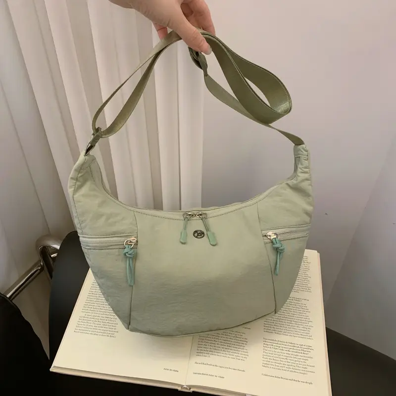Women's Beige Crossbody Shoulder Bag with Zip Closure - Image 3