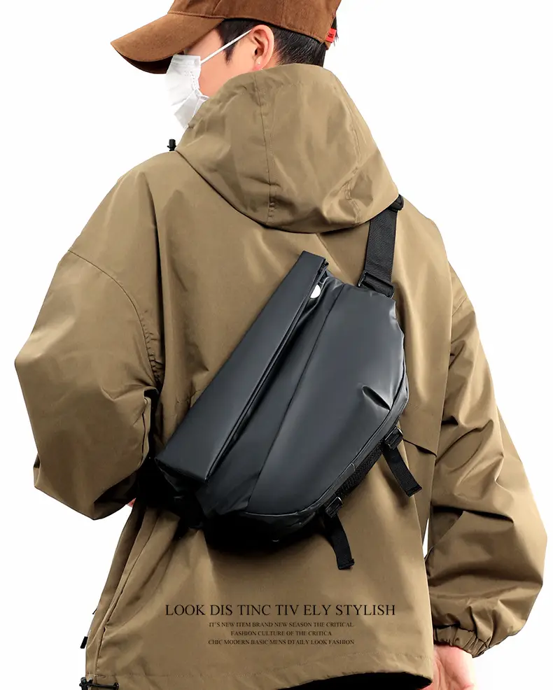 Men's Black Solid Crossbody Bag Casual Commuting Shoulder Bag — feature 20