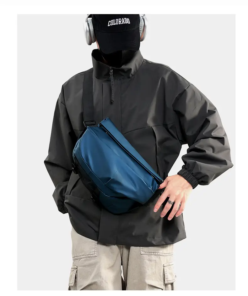 Men's Black Solid Crossbody Bag Casual Commuting Shoulder Bag — feature 23