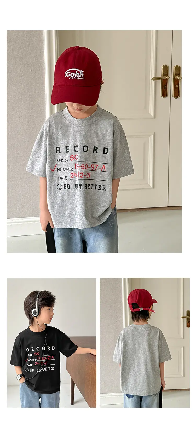Haima Boys 2026 Cotton T-Shirt Blue Letter Print — feature 10