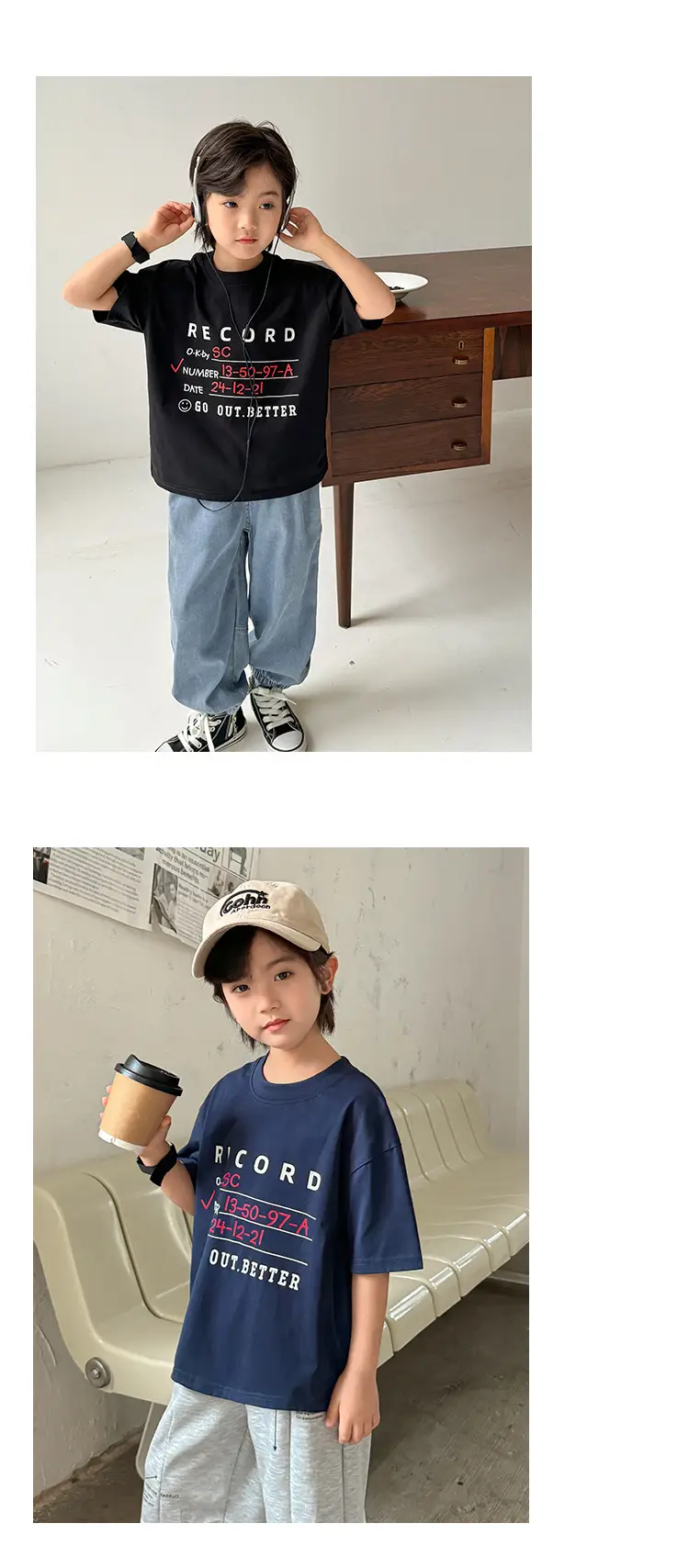 Haima Boys 2026 Cotton T-Shirt Blue Letter Print — feature 12