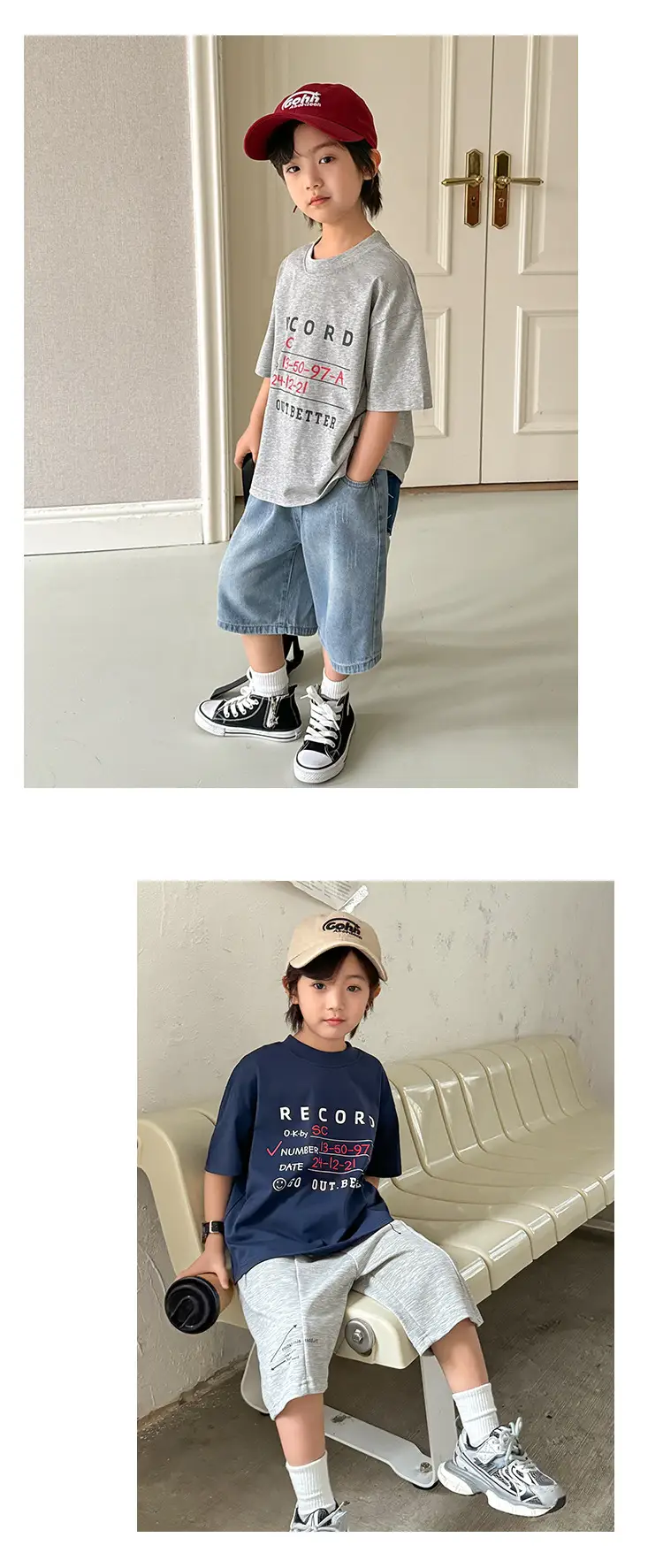 Haima Boys 2026 Cotton T-Shirt Blue Letter Print — feature 13
