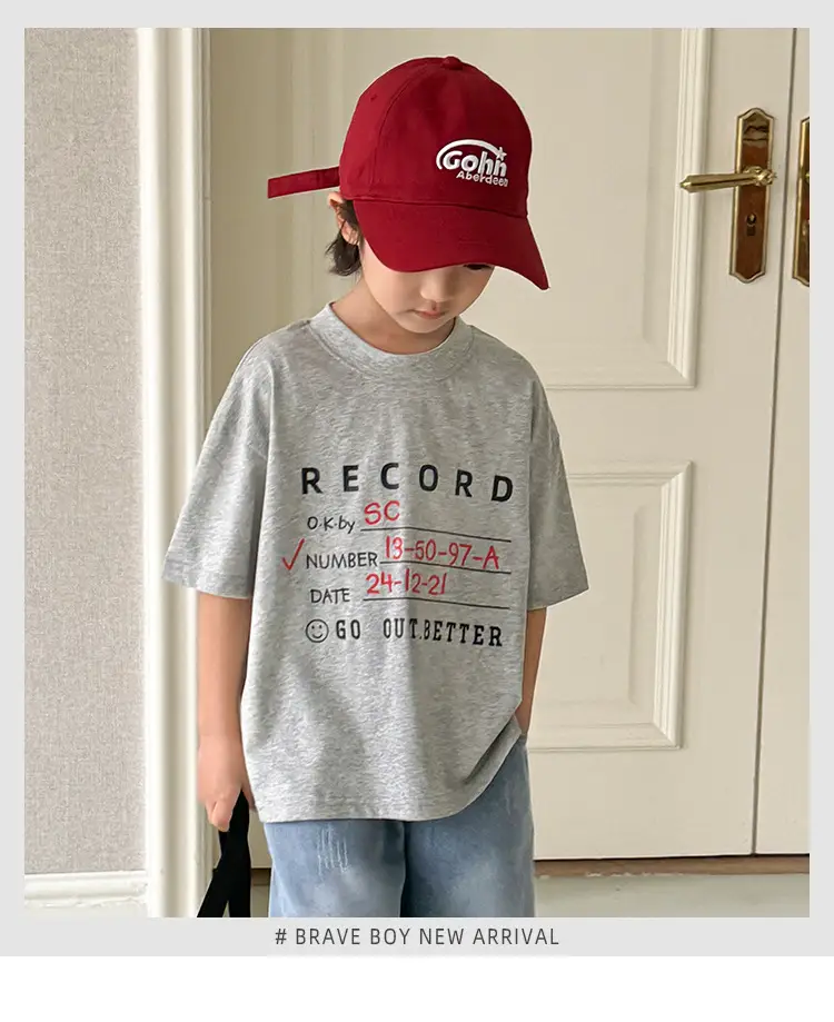 Haima Boys 2026 Cotton T-Shirt Blue Letter Print — feature 2