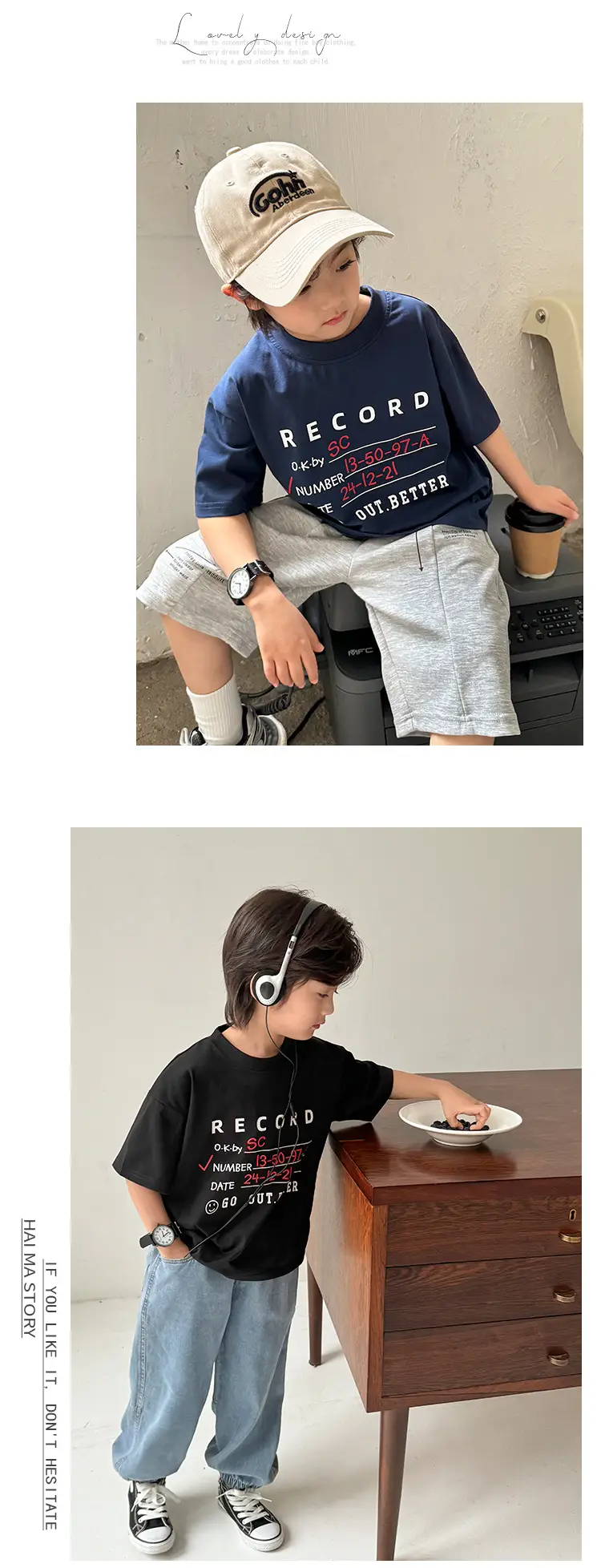 Haima Boys 2026 Cotton T-Shirt Blue Letter Print — feature 9