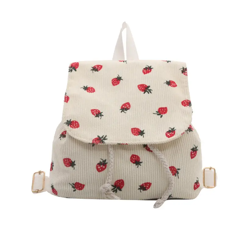 Strawberry Printed Shoulder Bag with Tassel Decor - Image 8