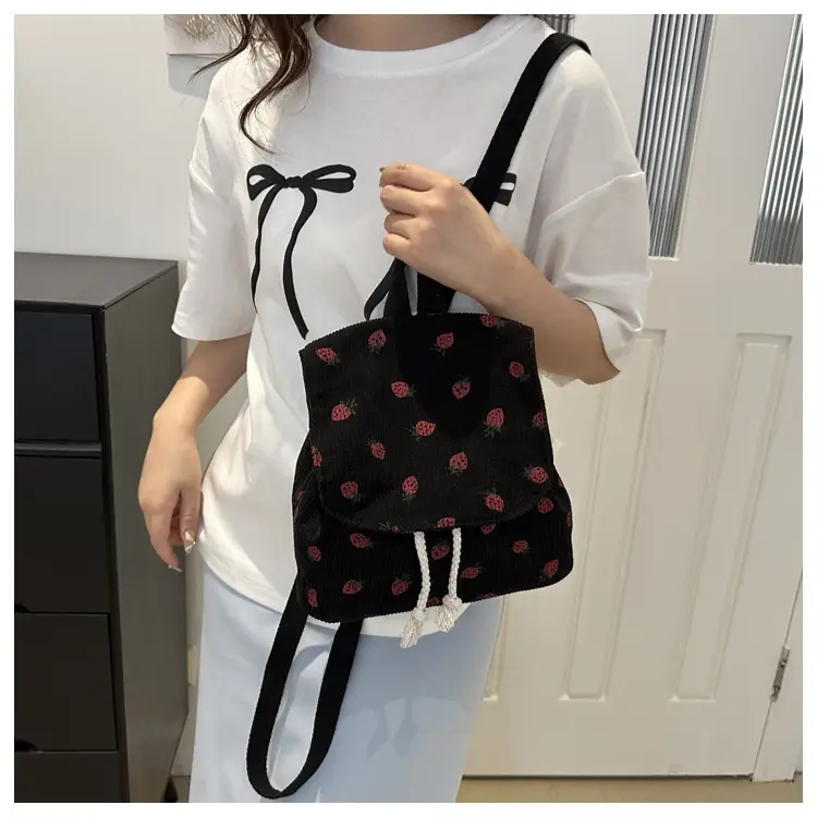 Strawberry Printed Shoulder Bag with Tassel Decor — feature 14