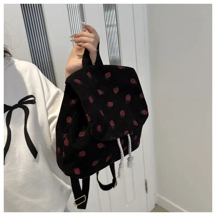 Strawberry Printed Shoulder Bag with Tassel Decor — feature 15