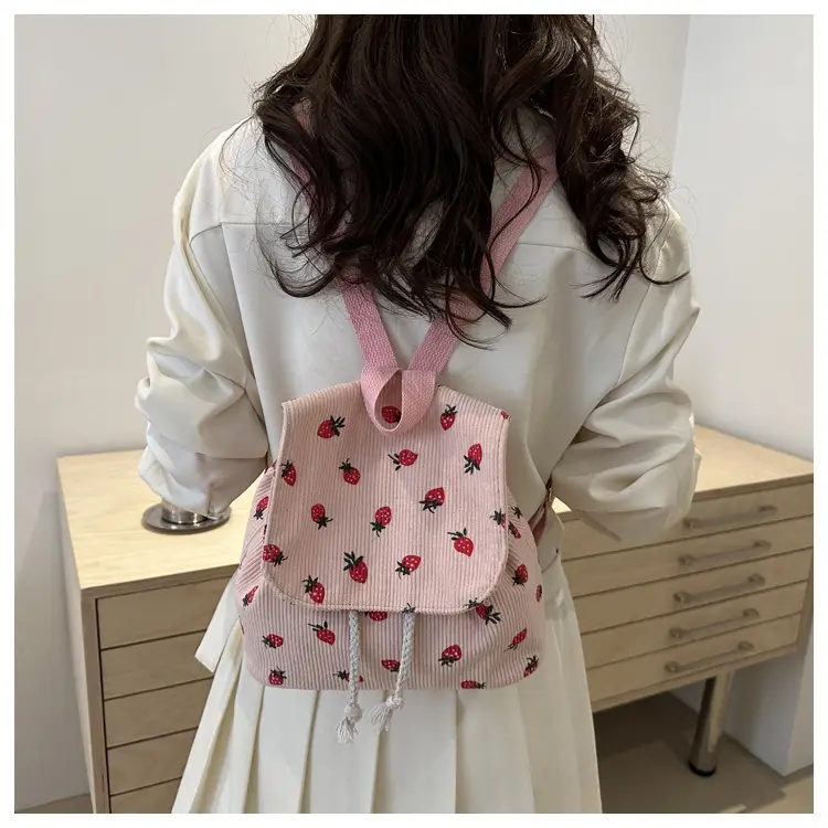 Strawberry Printed Shoulder Bag with Tassel Decor — feature 16
